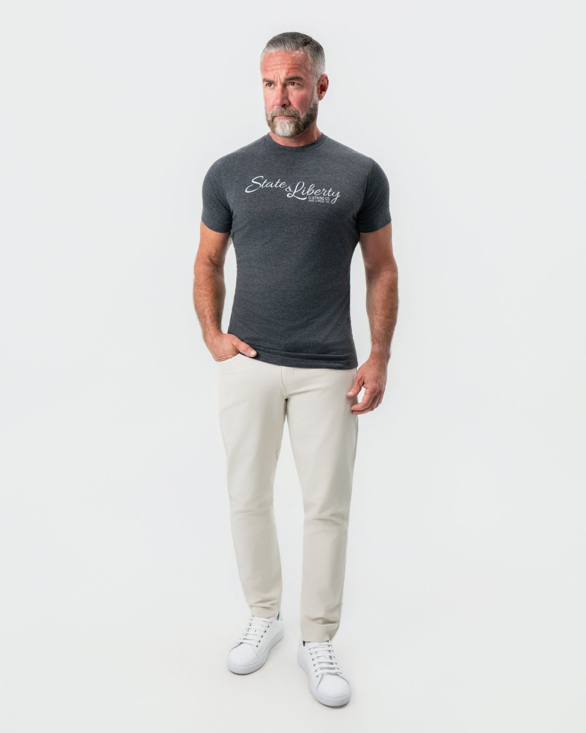 State & Liberty Logo T-Shirt - Charcoal