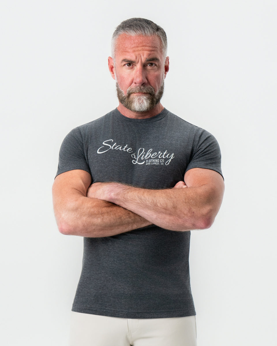 State & Liberty Logo T-Shirt - Charcoal