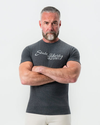 State & Liberty Logo T-Shirt - Charcoal
