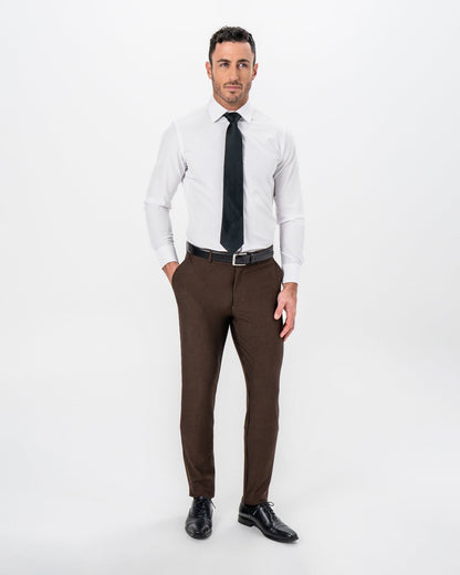State & Liberty Athletic Fit Stretch Pants - Brown & Black Seersucker
