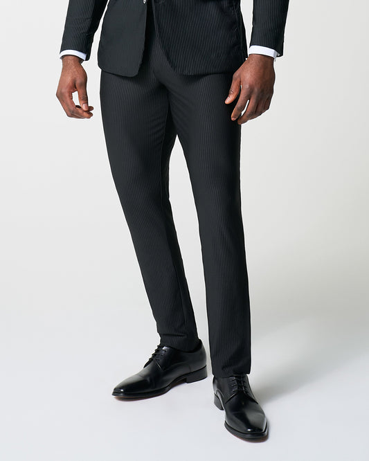 State & Liberty Athletic Fit Stretch Pants - Black Seersucker