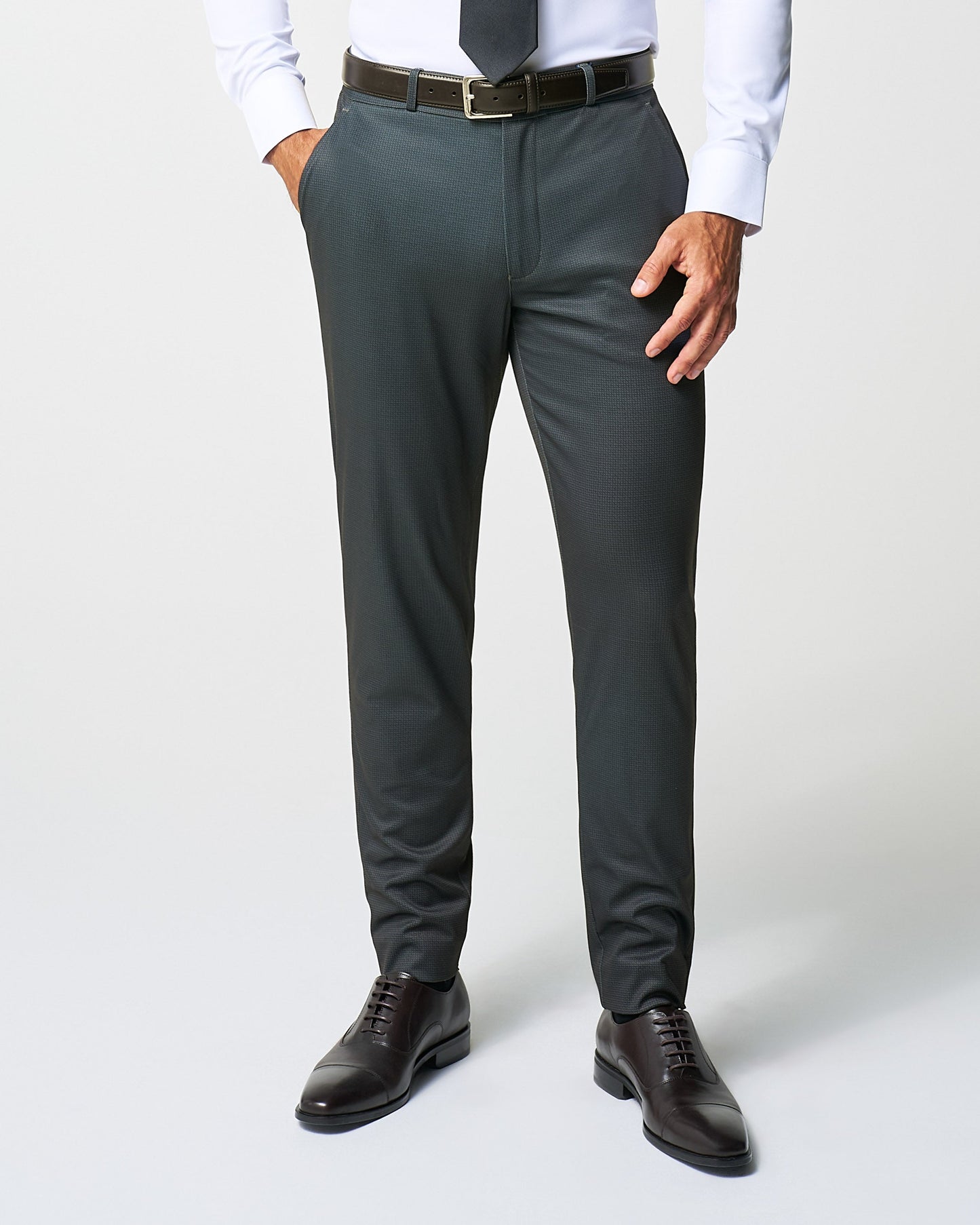 State & Liberty Athletic Fit Stretch Suit Pants - Charcoal Microcheck