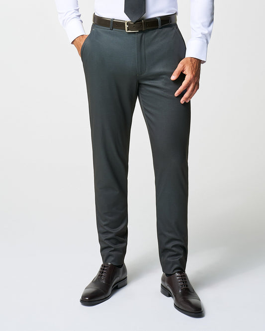 State & Liberty Athletic Fit Stretch Suit Pants - Charcoal Microcheck