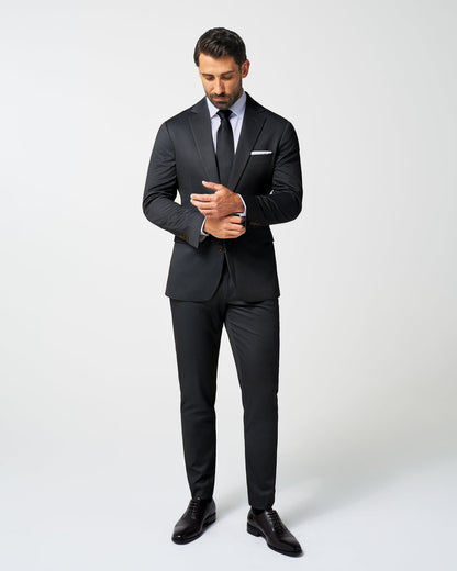 State & Liberty Athletic Fit Stretch Suit Pants - Charcoal Microcheck