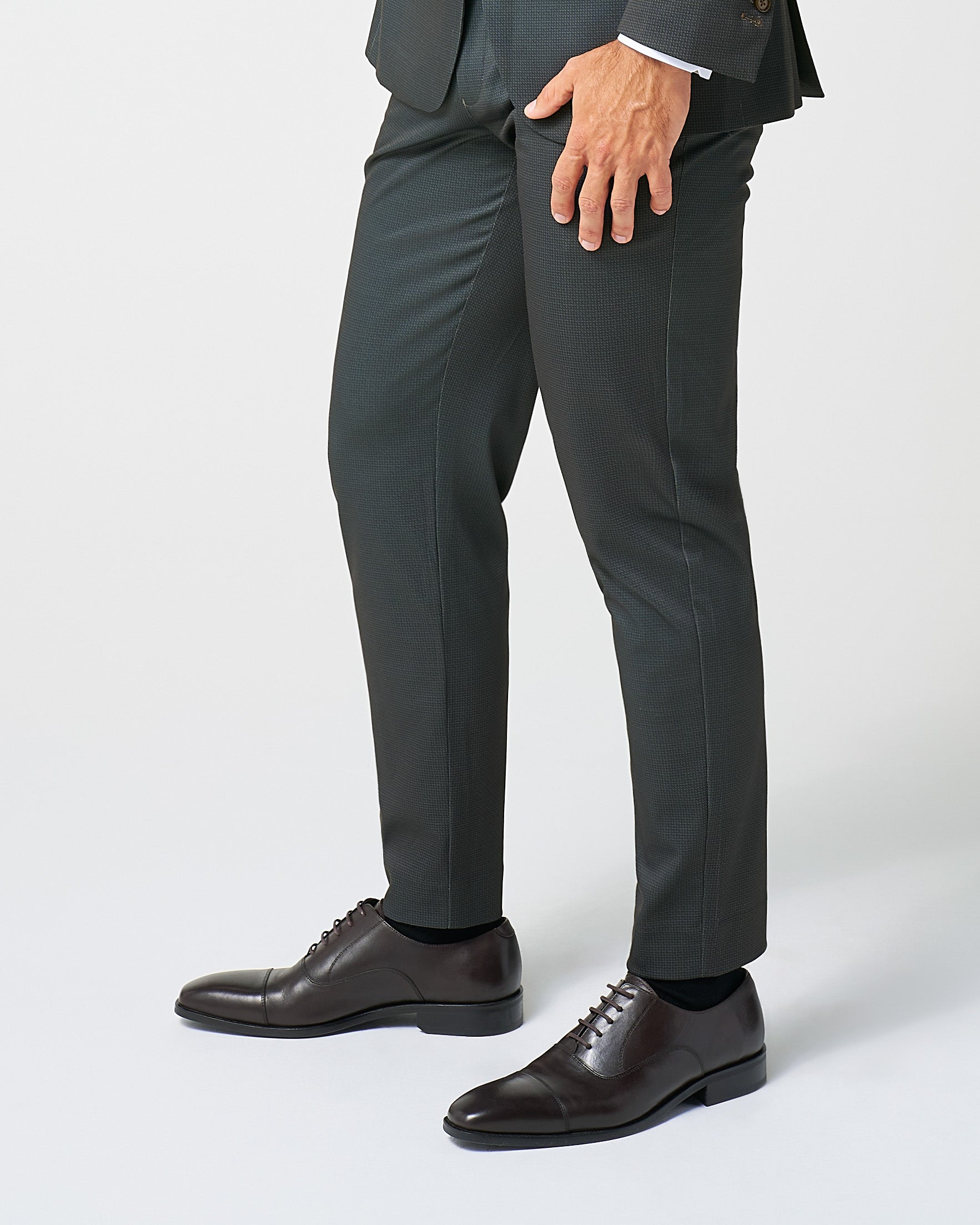 State & Liberty Athletic Fit Stretch Suit Pants - Charcoal Microcheck