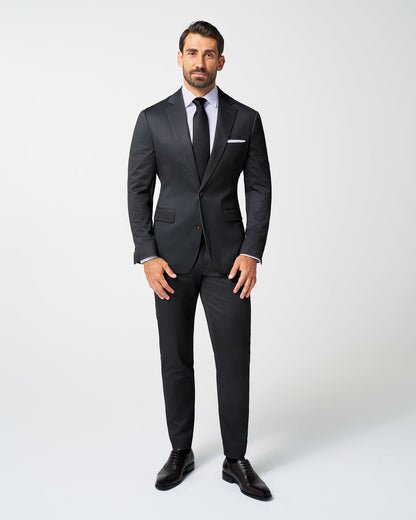 State & Liberty Athletic Fit Stretch Suit Pants - Charcoal Microcheck