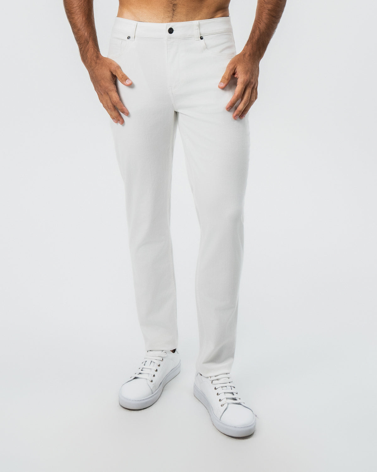 State & Liberty Performance Cotton Twill 5 Pocket Pant - White