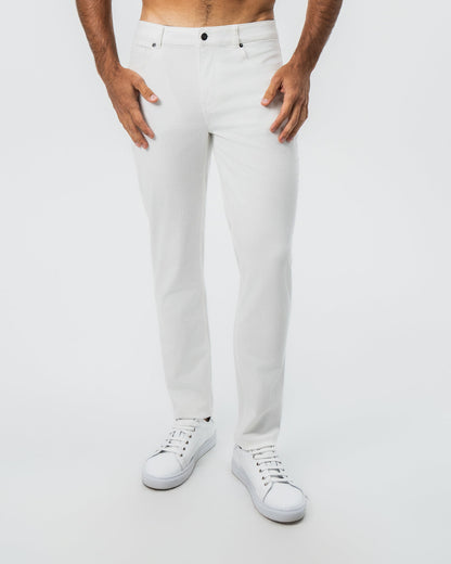 State & Liberty Performance Cotton Twill 5 Pocket Pant - White