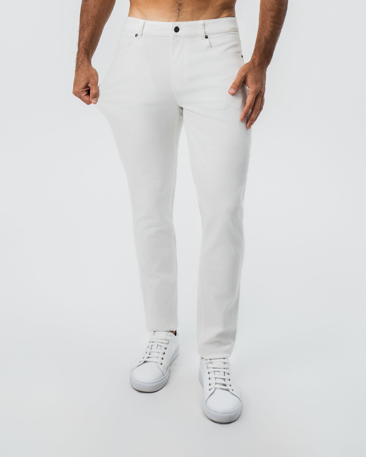 State & Liberty Performance Cotton Twill 5 Pocket Pant - White