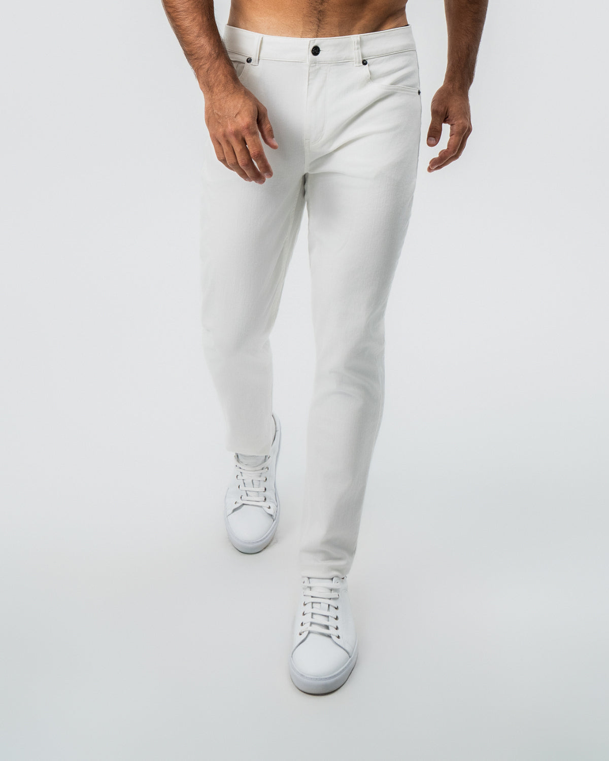 State & Liberty Performance Cotton Twill 5 Pocket Pant - White