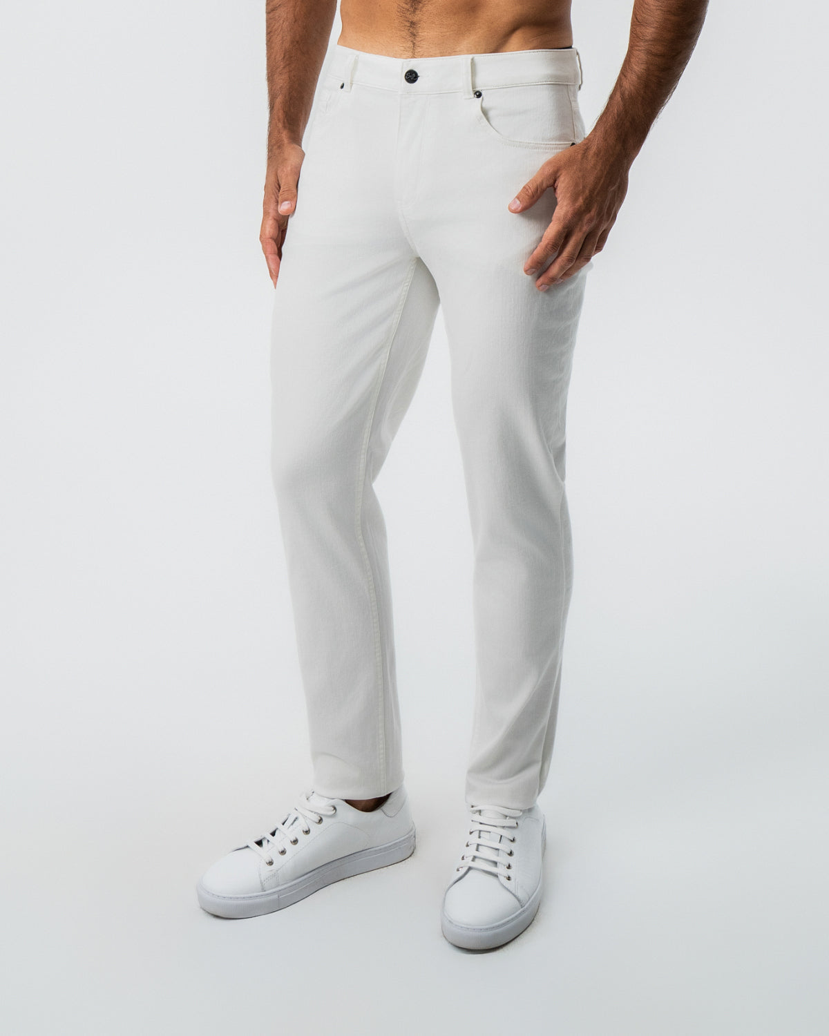 State & Liberty Performance Cotton Twill 5 Pocket Pant - White