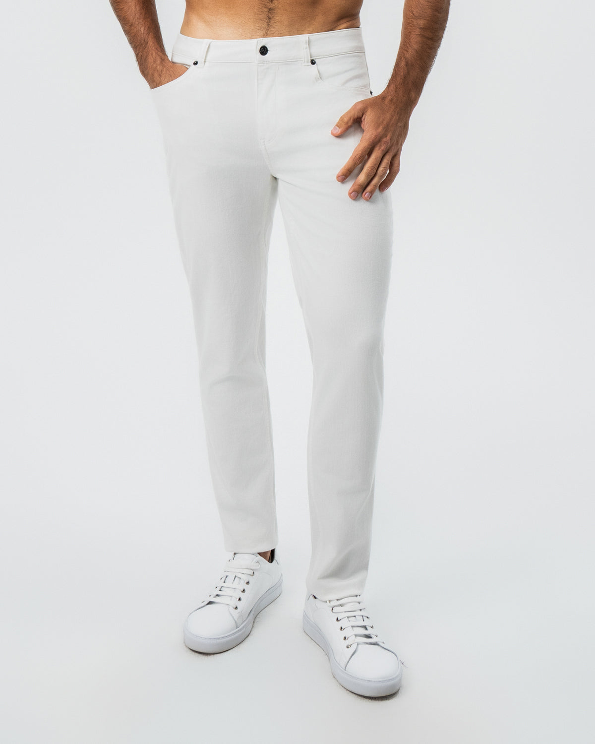 State & Liberty Performance Cotton Twill 5 Pocket Pant - White