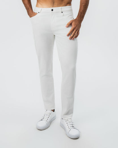 State & Liberty Performance Cotton Twill 5 Pocket Pant - White
