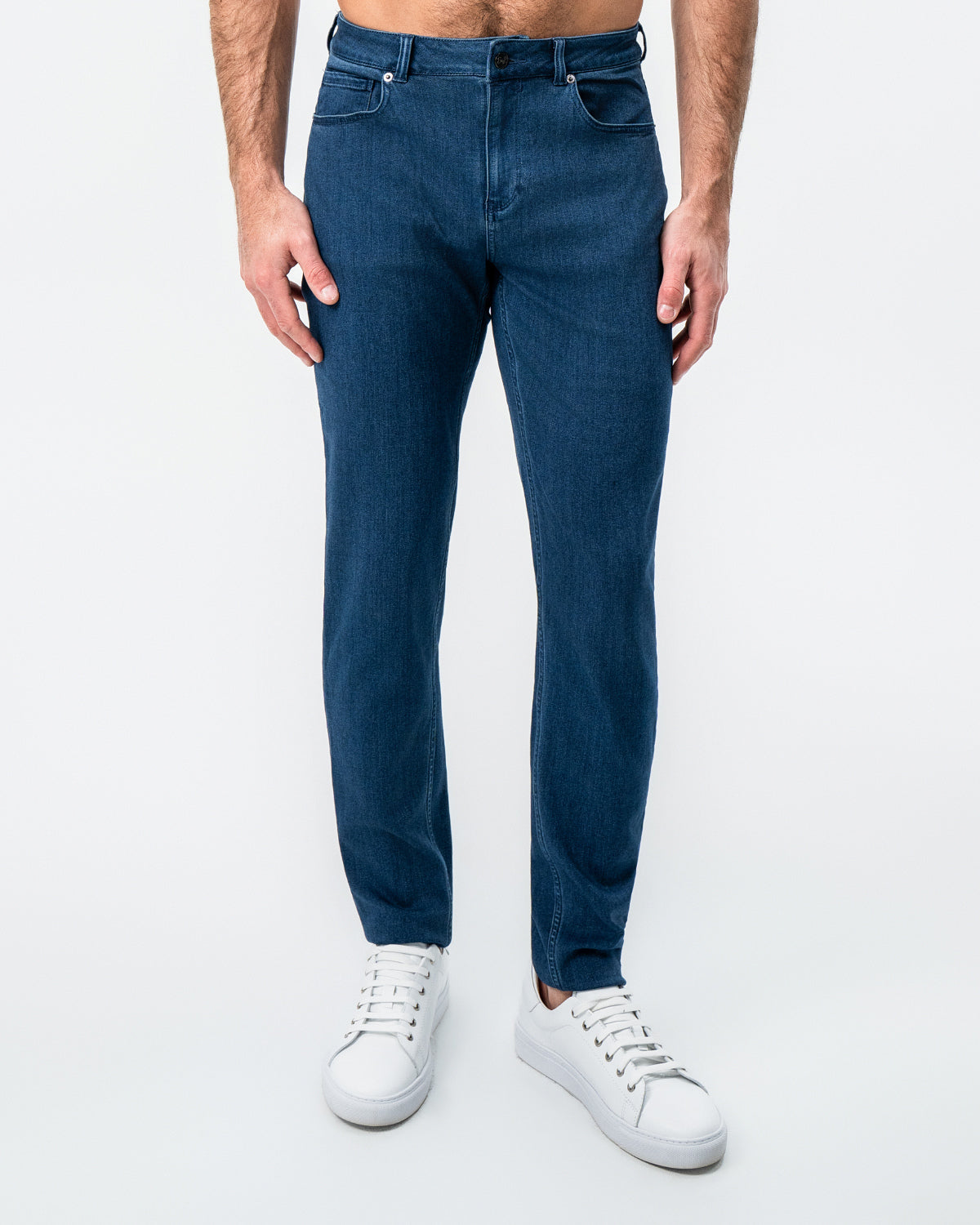 State & Liberty Athletic Fit Stretch Jeans - Mid Blue