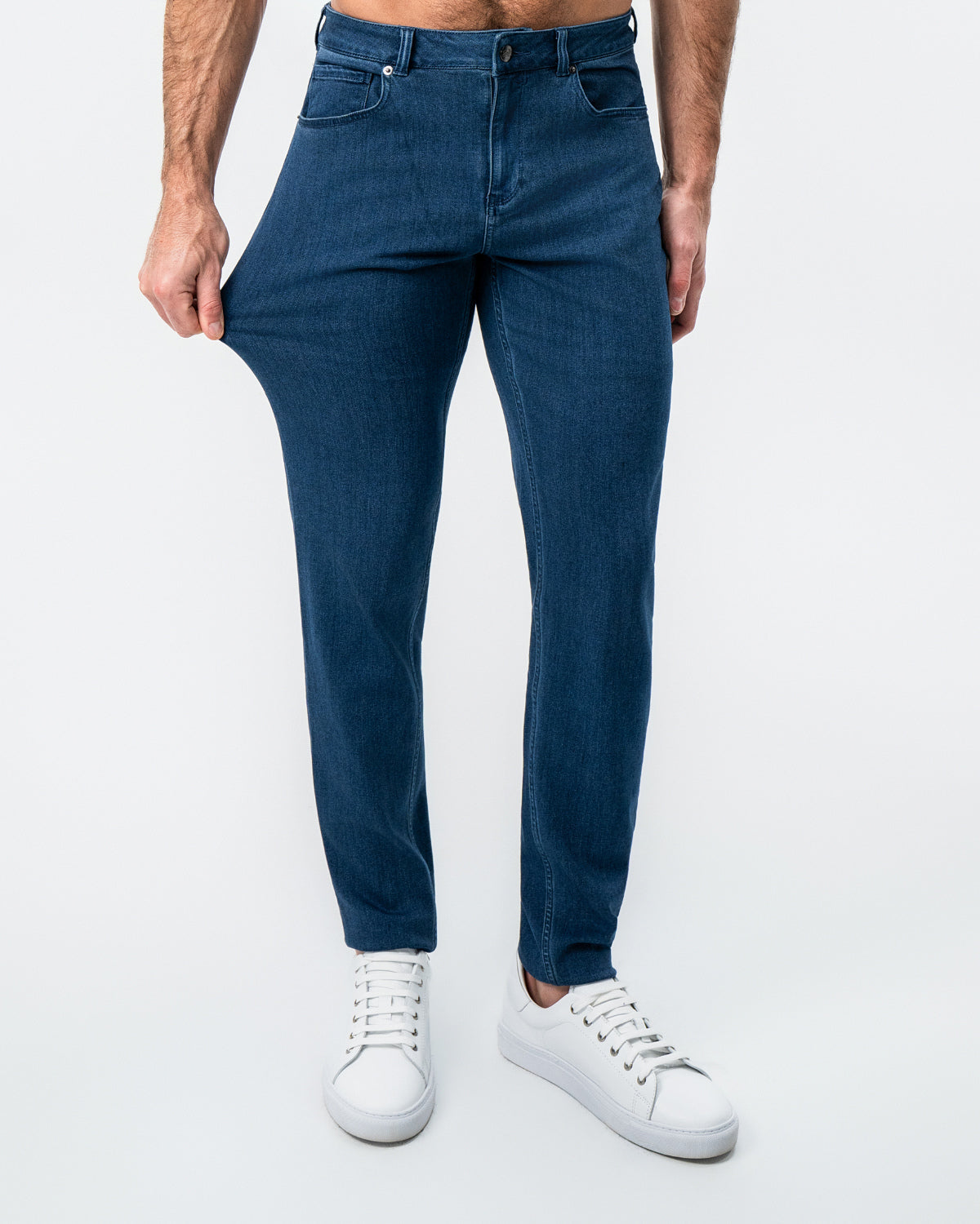 State & Liberty Athletic Fit Stretch Jeans - Mid Blue