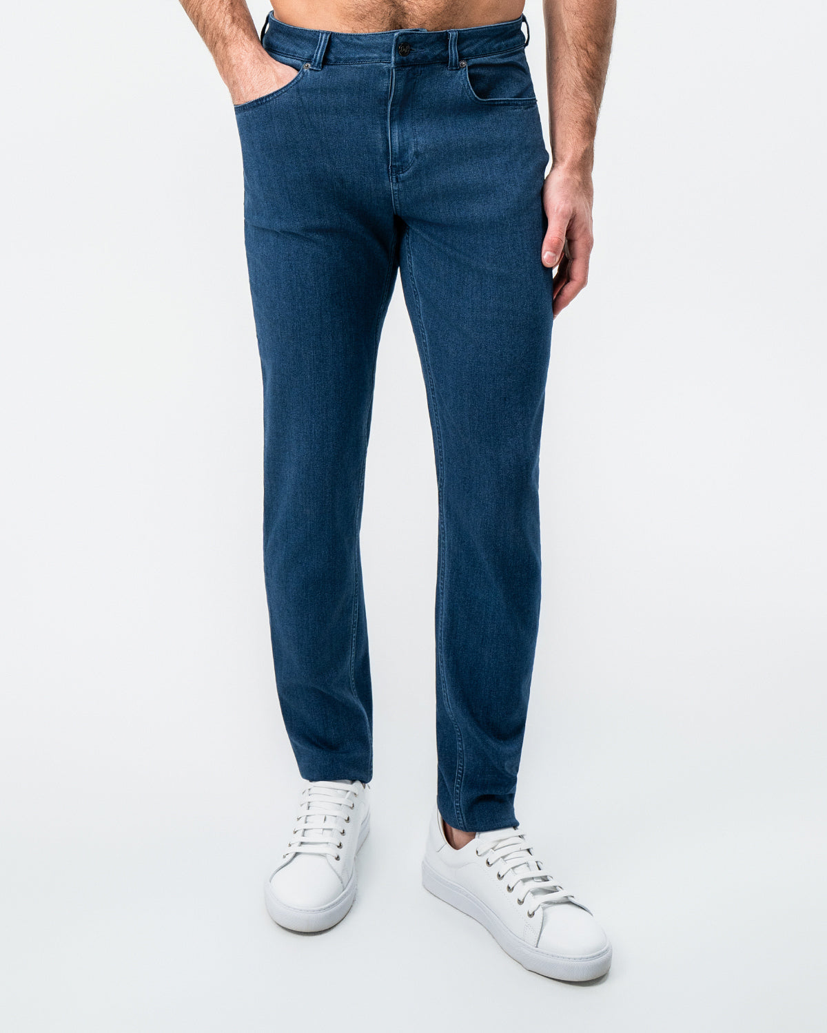 State & Liberty Athletic Fit Stretch Jeans - Mid Blue