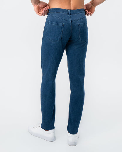 State & Liberty Athletic Fit Stretch Jeans - Mid Blue