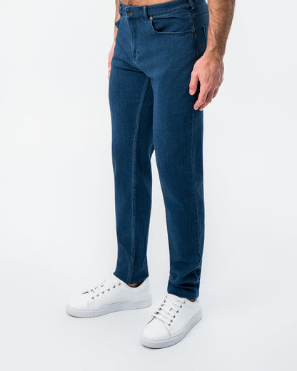 State & Liberty Athletic Fit Stretch Jeans - Mid Blue