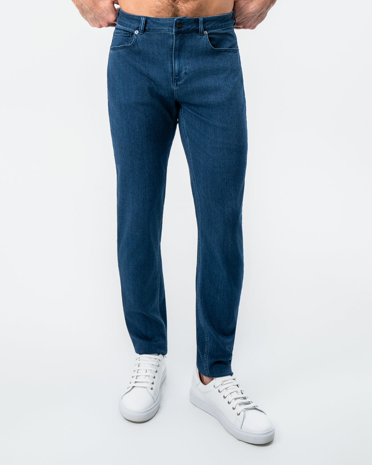 State & Liberty Athletic Fit Stretch Jeans - Mid Blue