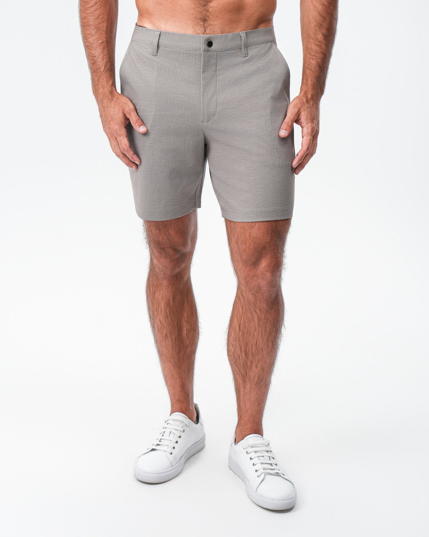 State & Liberty Brushed Athletic Fit Short - Stone Crosshatch