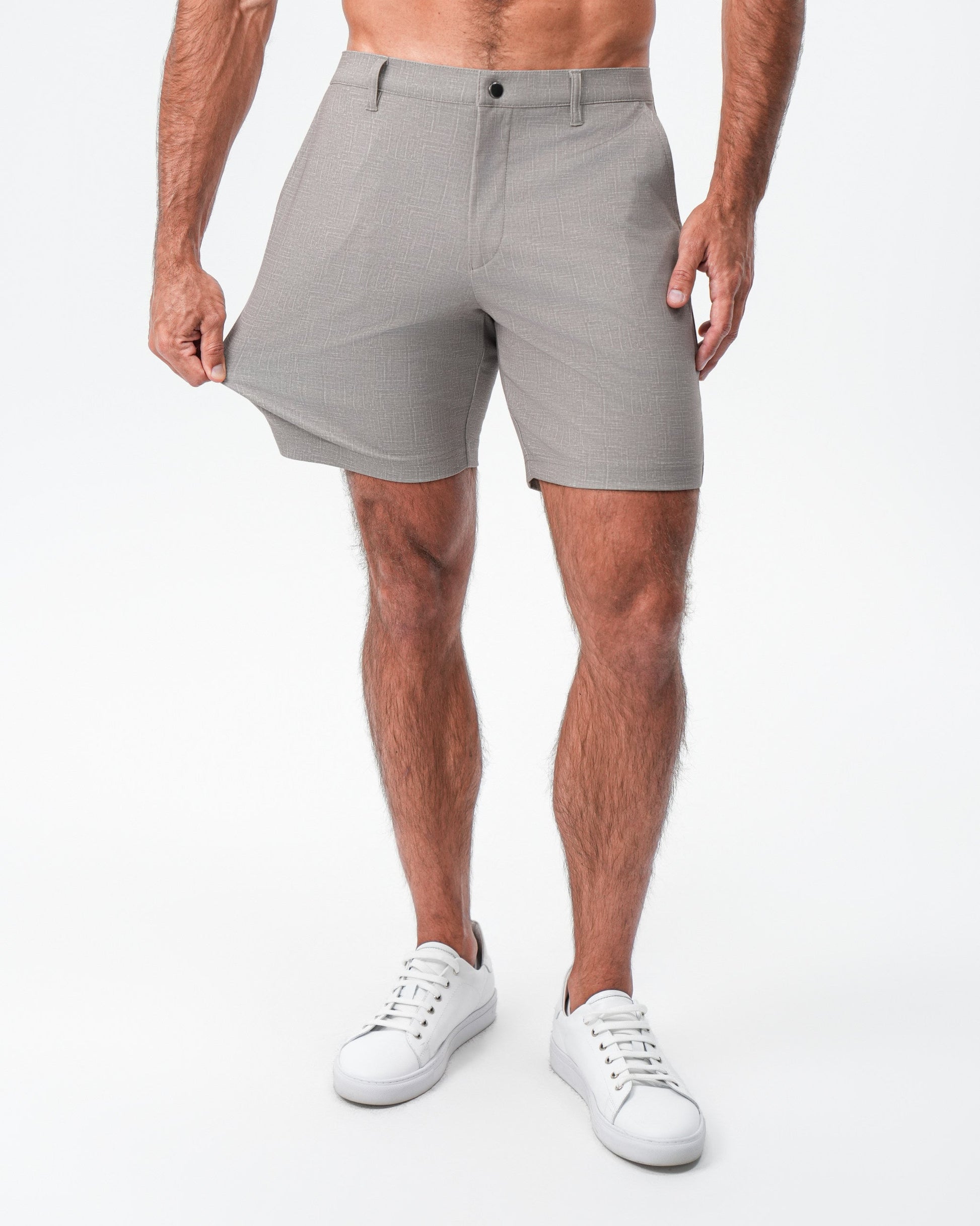 State & Liberty Brushed Athletic Fit Short - Stone Crosshatch