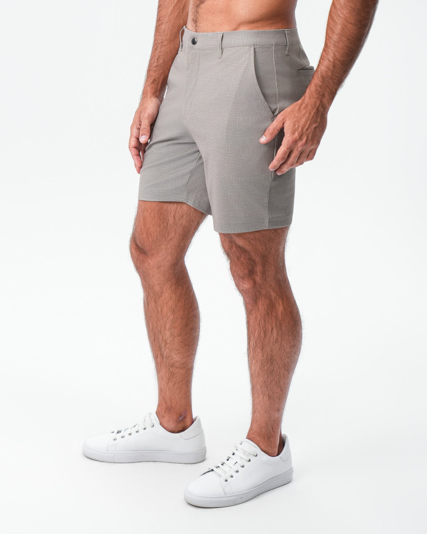 State & Liberty Brushed Athletic Fit Short - Stone Crosshatch