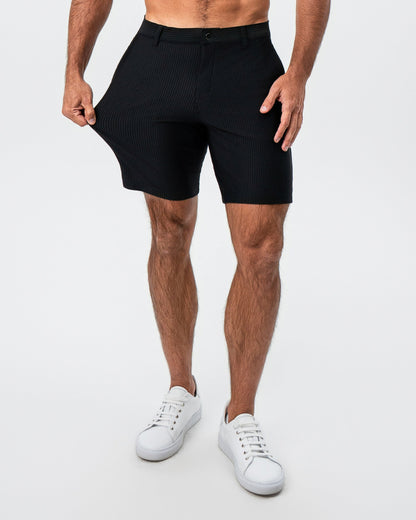 State & Liberty Athletic Fit Shorts - Black Seersucker