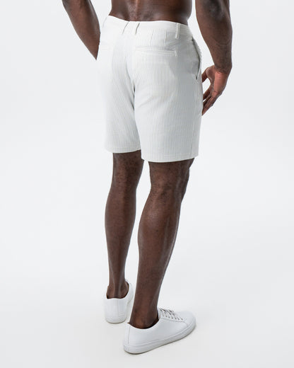 State & Liberty Athletic Fit Shorts - Grey & White Seersucker