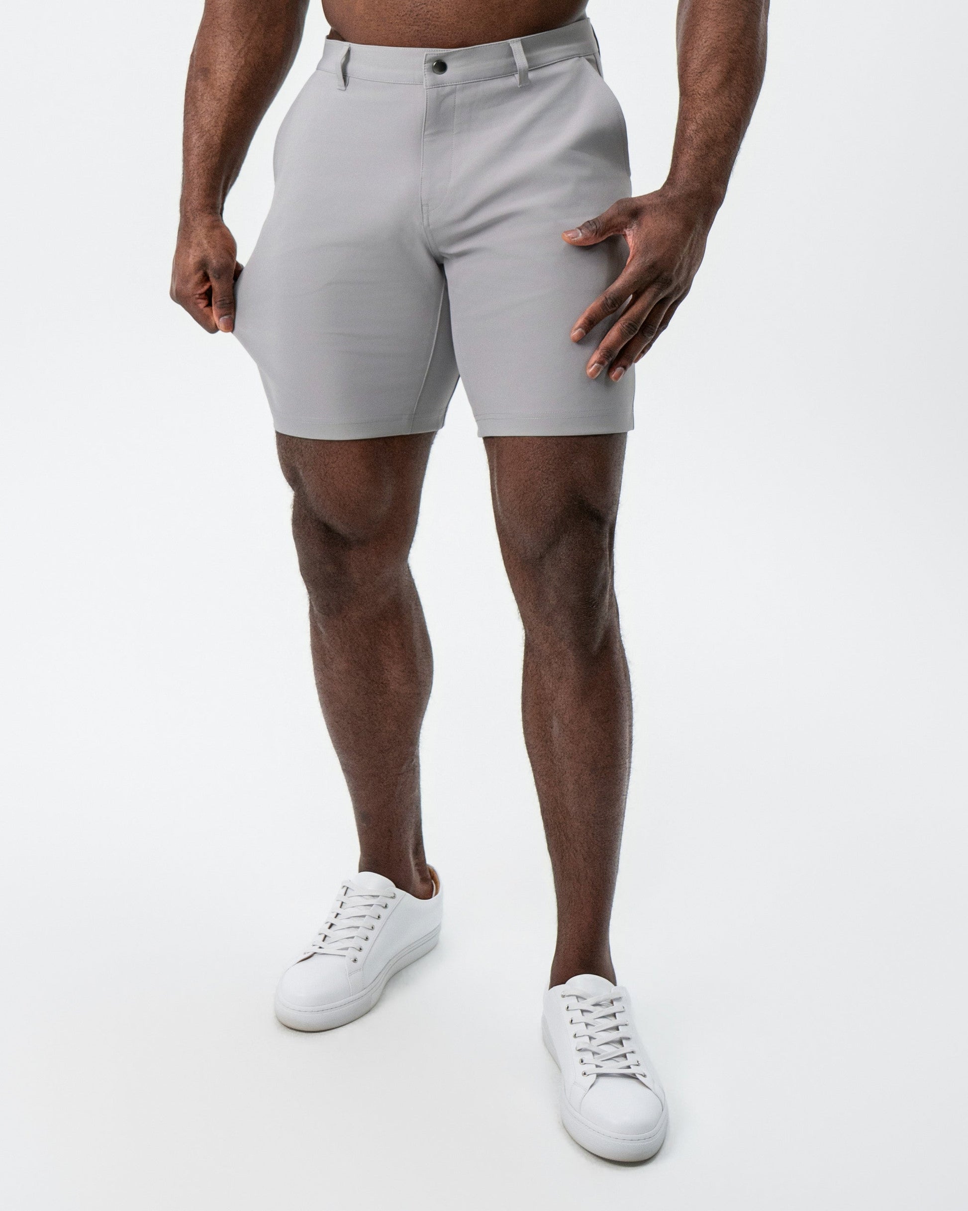State & Liberty Athletic Fit Shorts - Light Grey