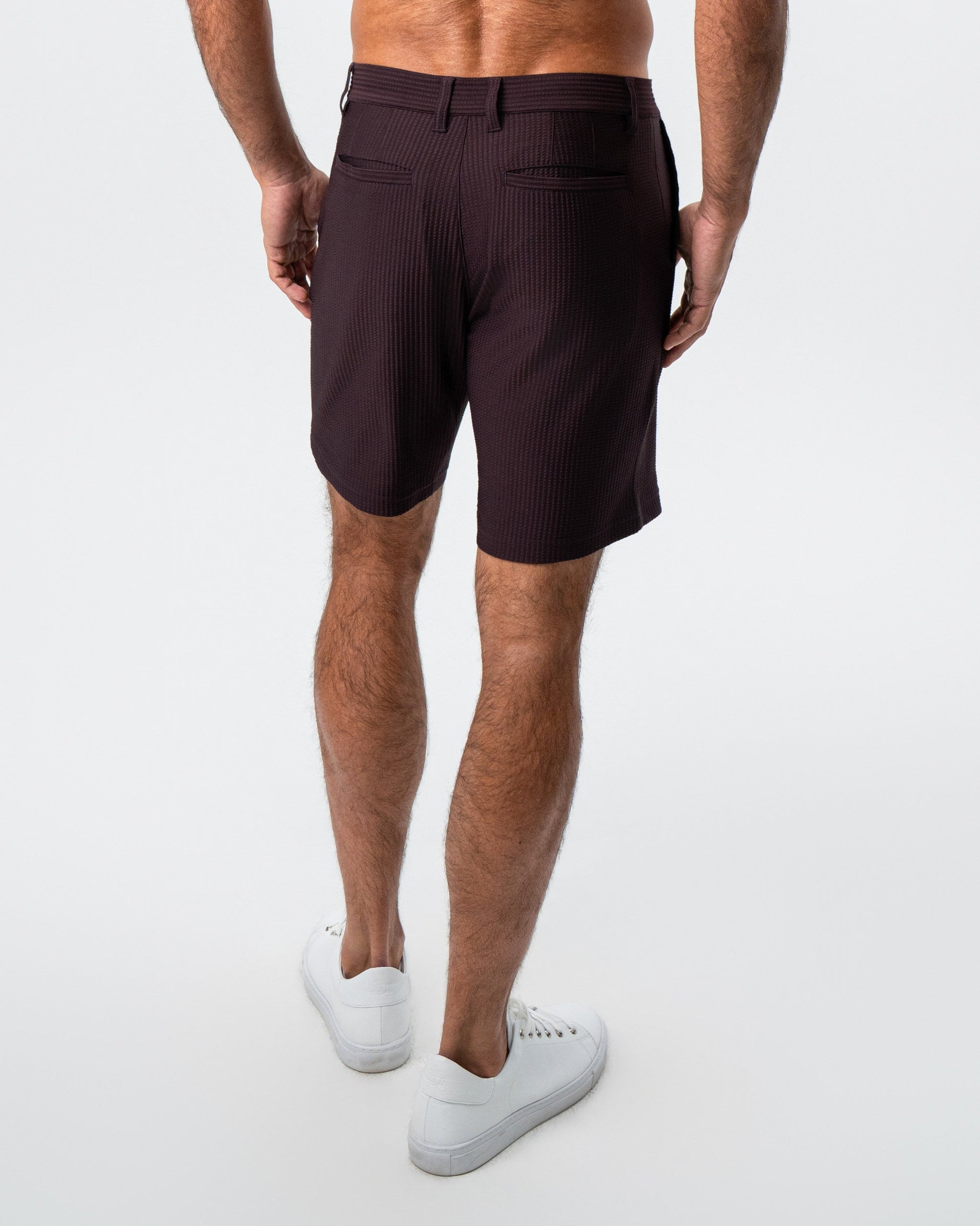 State & Liberty Athletic Fit Shorts - Plum Seersucker