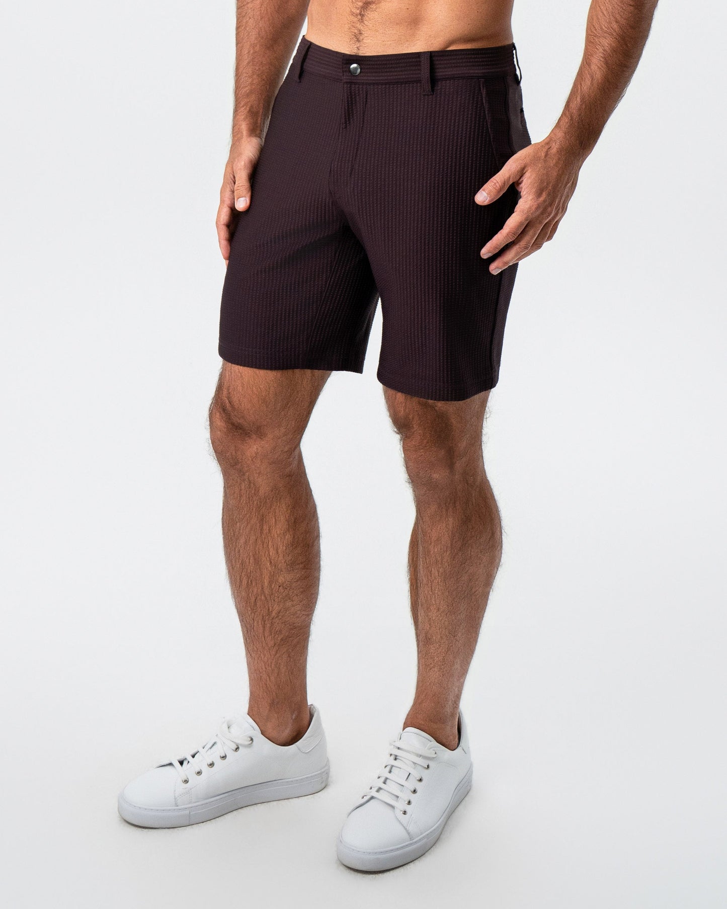 State & Liberty Athletic Fit Shorts - Plum Seersucker
