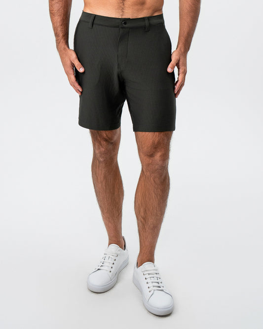 State & Liberty Athletic Fit Shorts - Army Green Seersucker