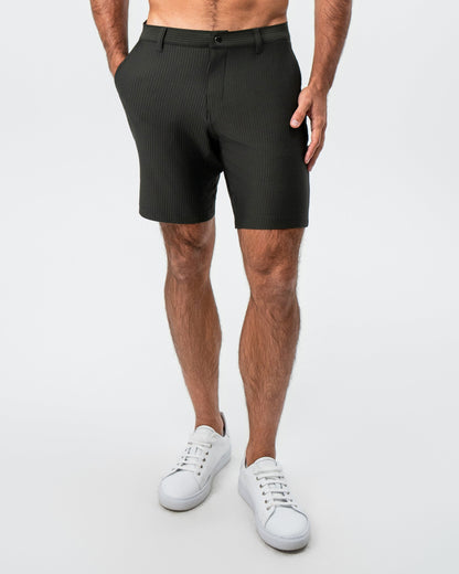 State & Liberty Athletic Fit Shorts - Army Green Seersucker