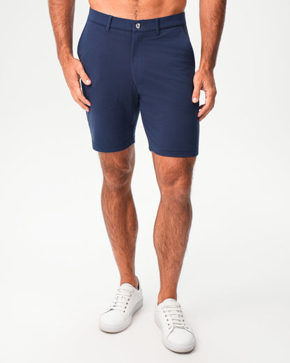 State & Liberty Athletic Fit Pique Shorts - Navy