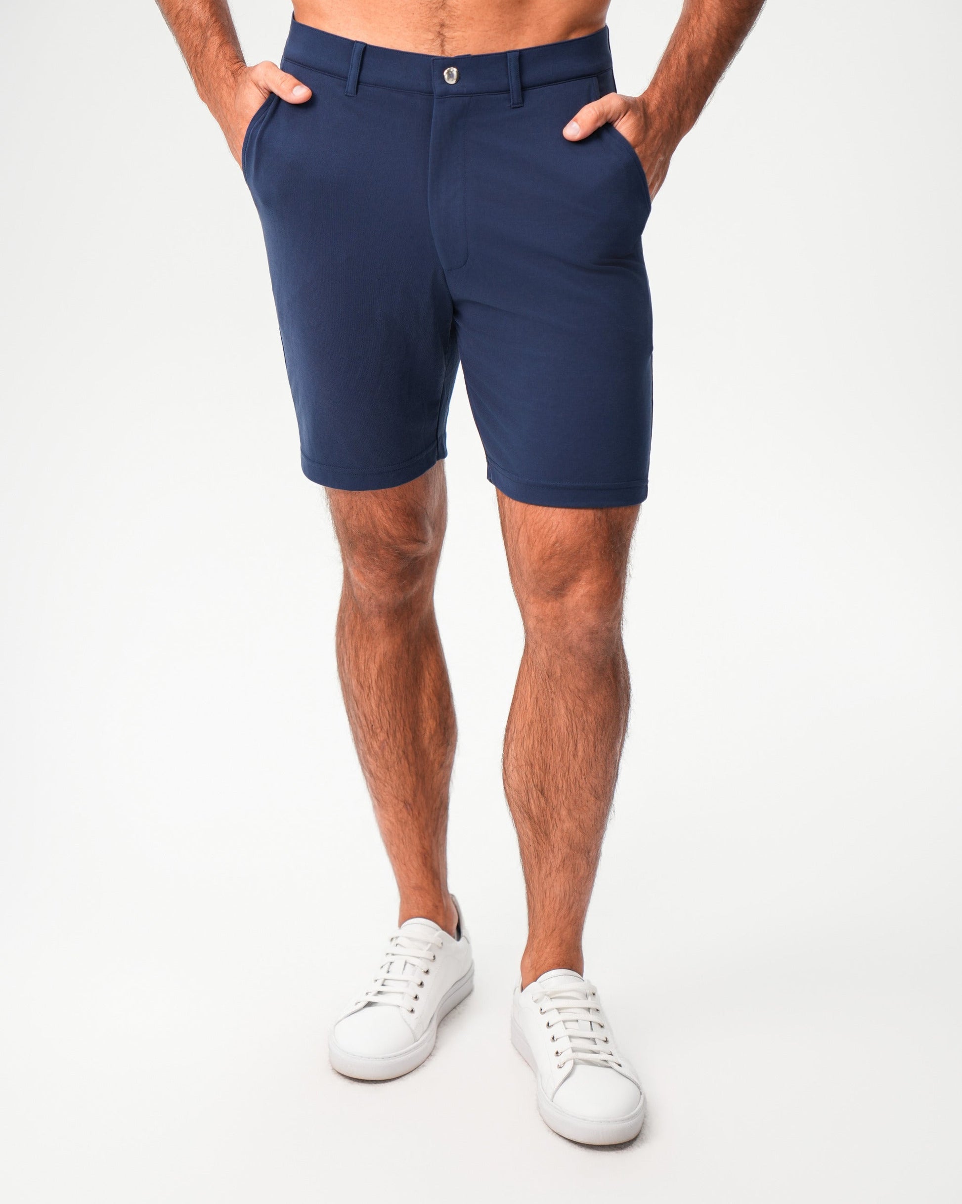 State & Liberty Athletic Fit Pique Shorts - Navy