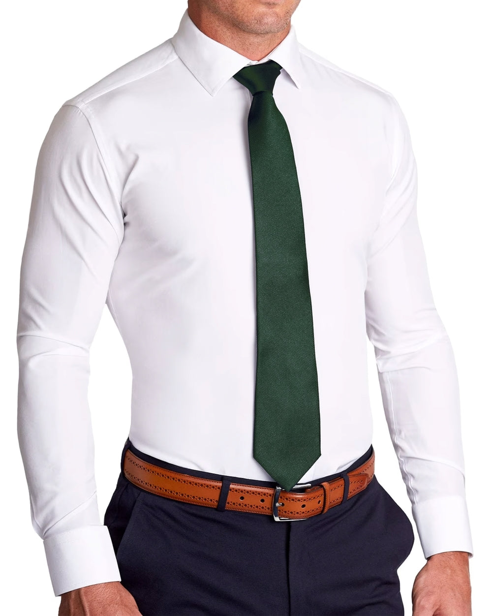 State & Liberty Hunter Green Woven Silk Tie