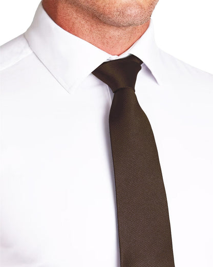 State & Liberty Dark Brown Woven Silk Tie