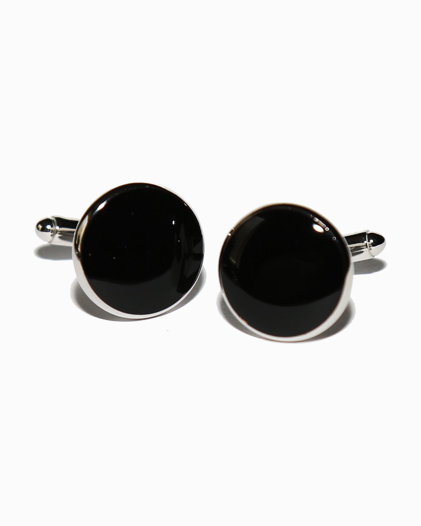 State & Liberty Black Circle Cuff Links