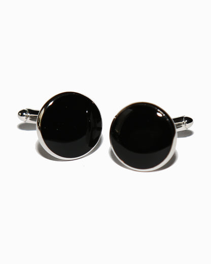 State & Liberty Black Circle Cuff Links