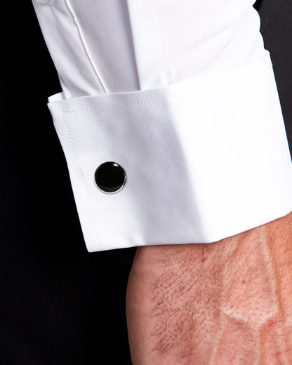 State & Liberty Black Circle Cuff Links