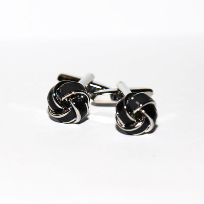 State & Liberty Black Knot Cuff Links