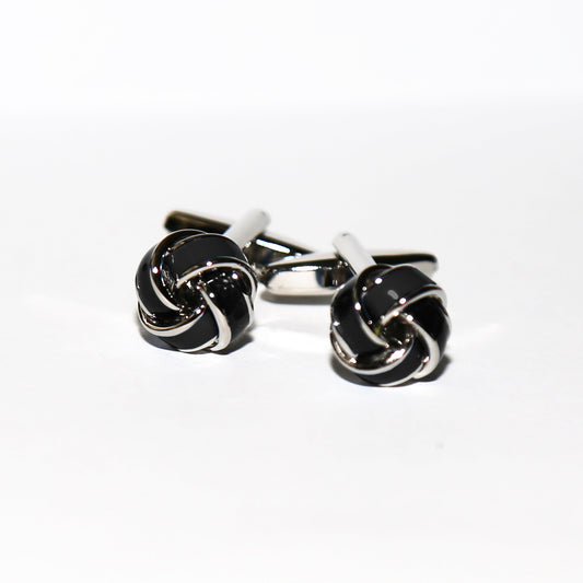 State & Liberty Black Knot Cuff Links