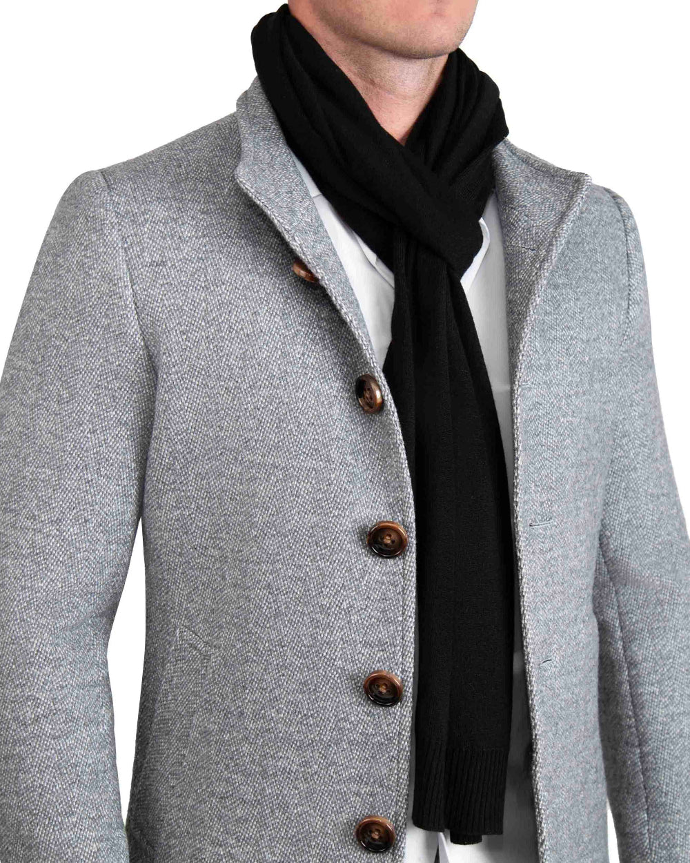 State & Liberty Merino Wool Knit Scarf - Black