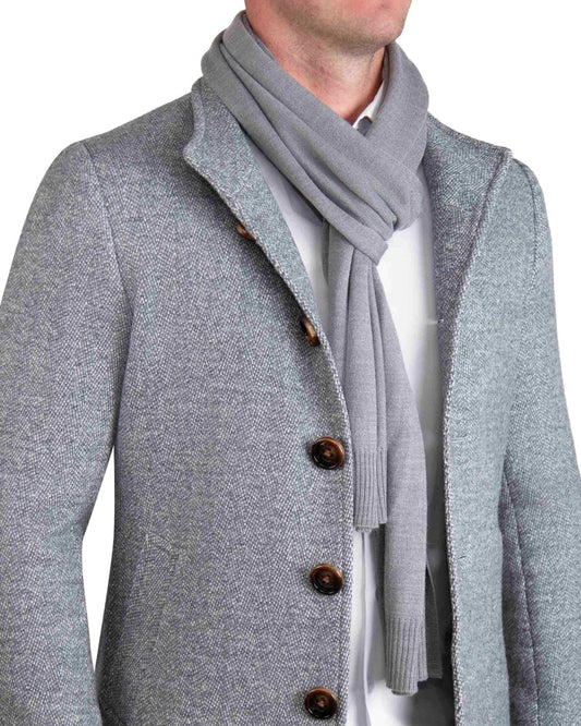 State & Liberty Merino Wool Knit Scarf - Grey