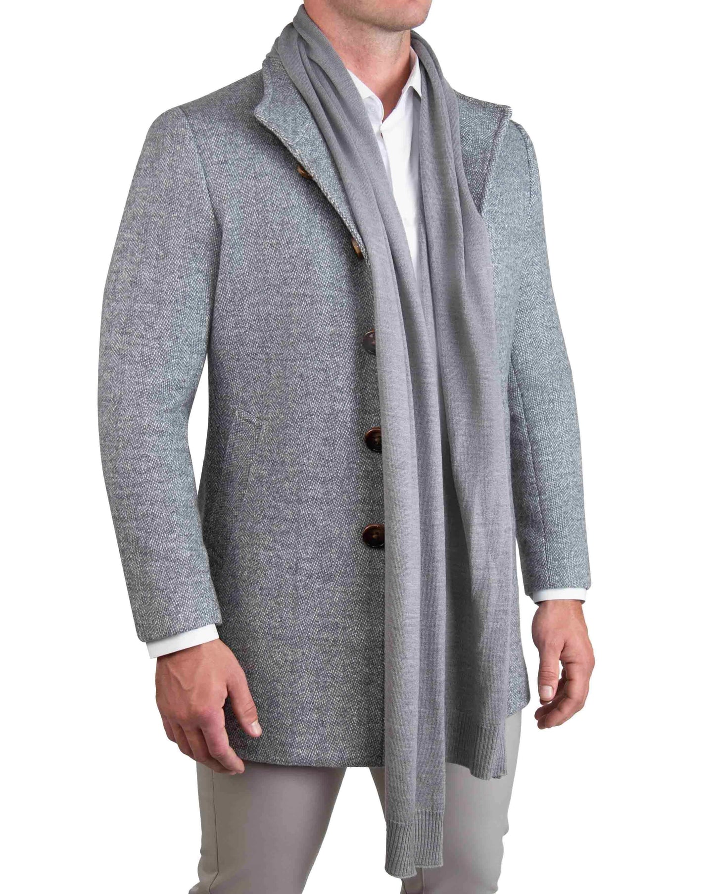 State & Liberty Merino Wool Knit Scarf - Grey