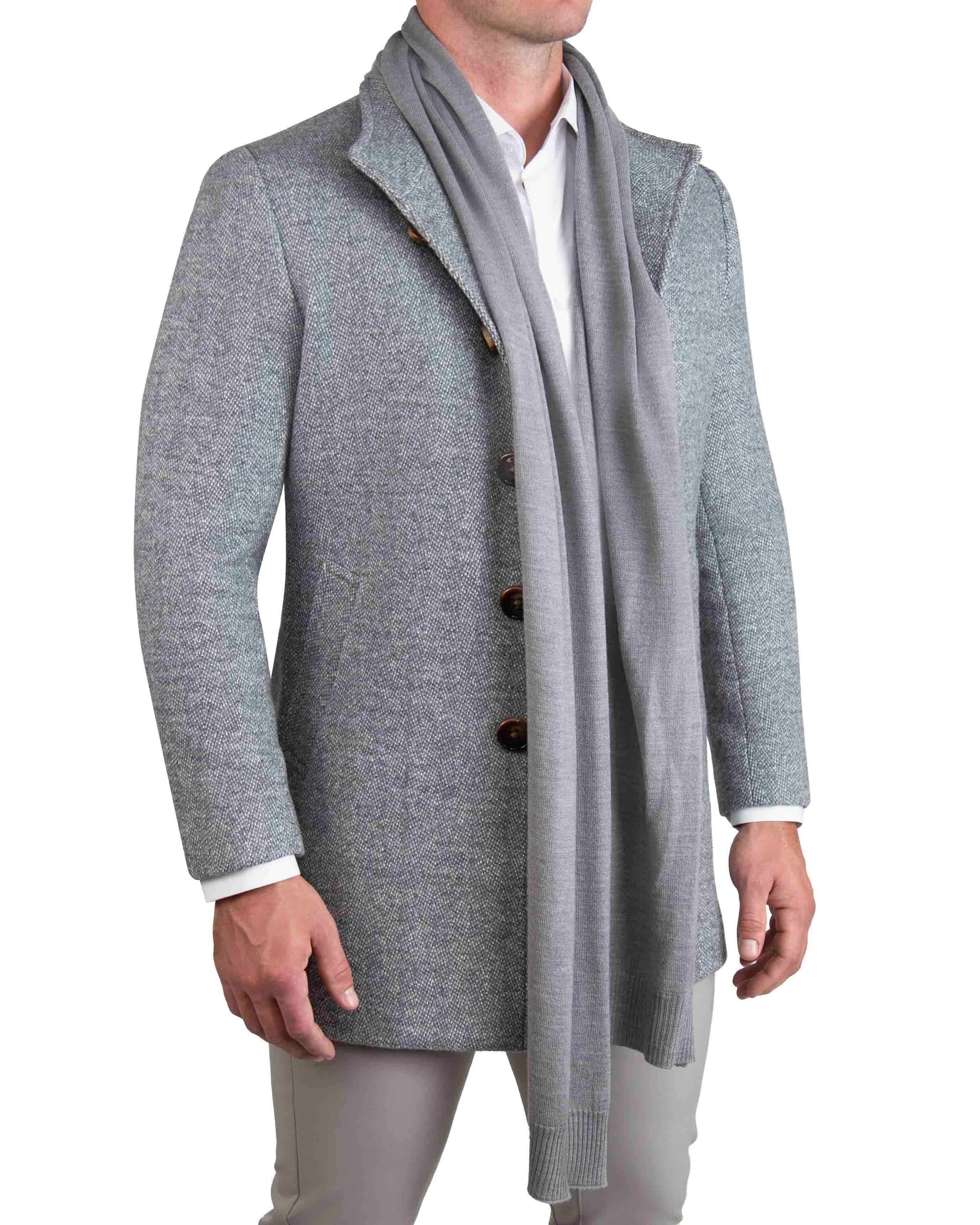 State & Liberty Merino Wool Knit Scarf - Grey