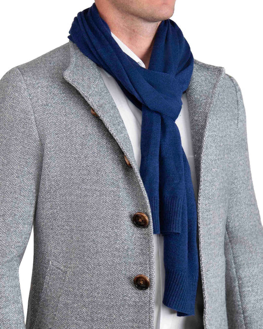 State & Liberty Merino Wool Knit Scarf - Navy