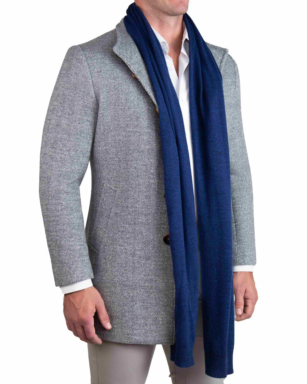State & Liberty Merino Wool Knit Scarf - Navy
