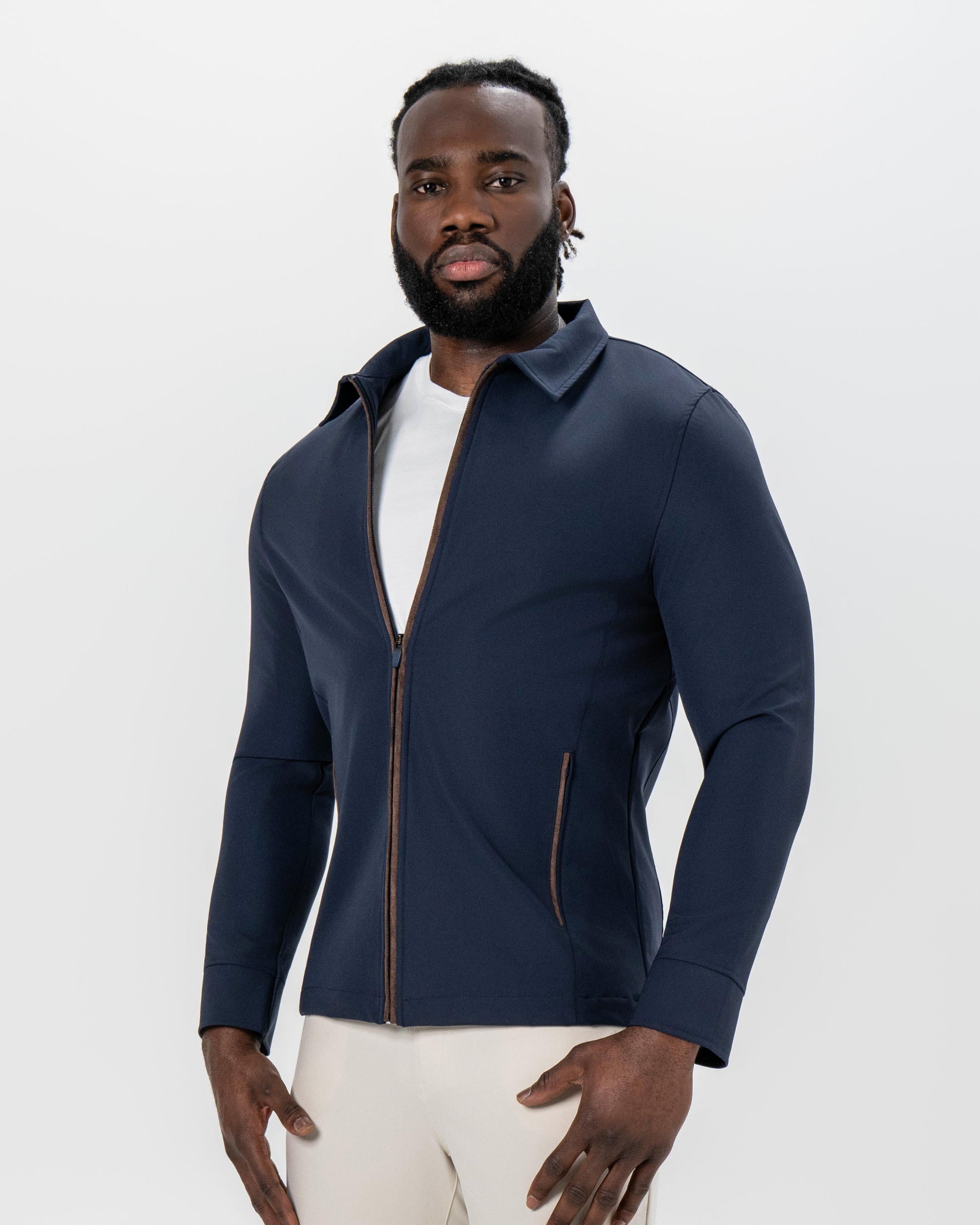 State & Liberty Collared Zip Jacket - Navy