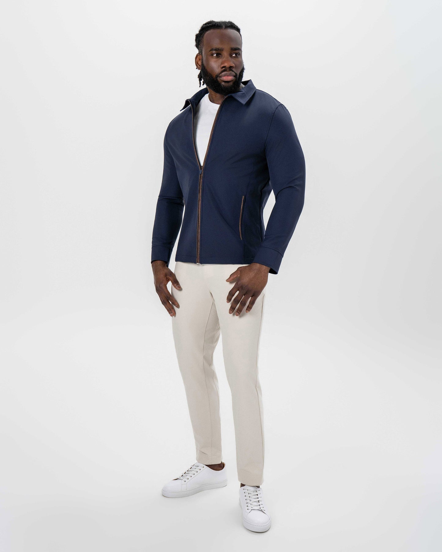 State & Liberty Collared Zip Jacket - Navy